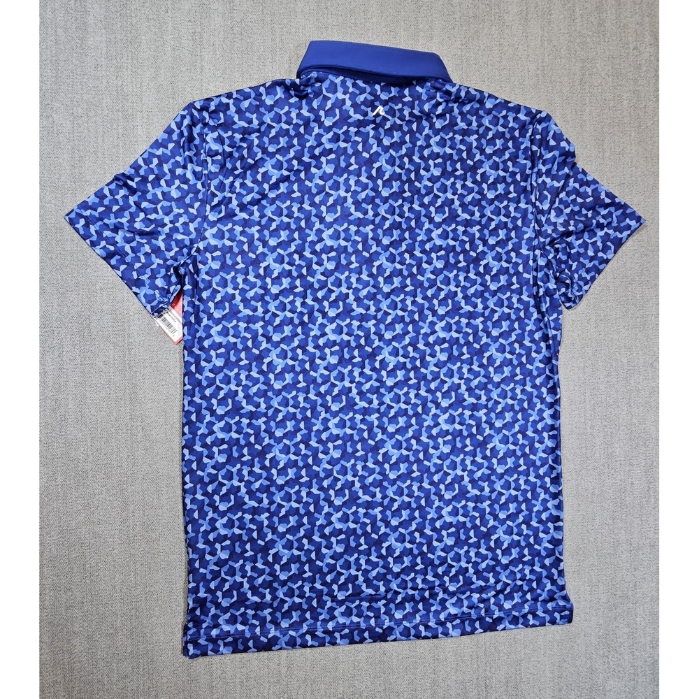 REDVANLY Norton Polo Shirt Mazarine Blue S Athletic Geometric Stretch Golf - Picture 10 of 12